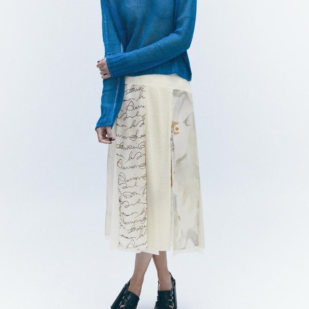 Zara limited edition patchwork midi skirt NWT - Picture 4 of 8